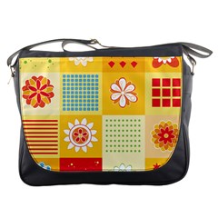 Abstract Flowers And Circle Messenger Bag by DinzDas