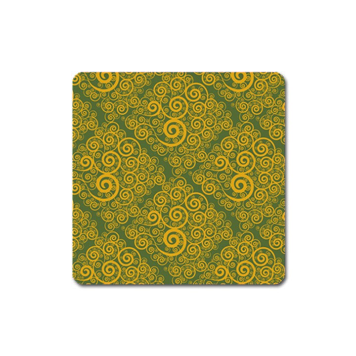 Abstract Flowers And Circle Square Magnet