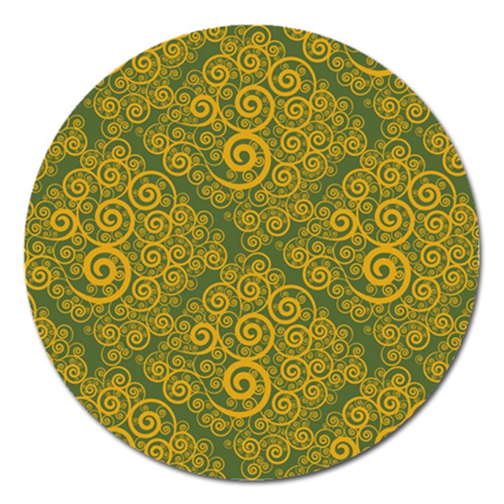 Abstract Flowers And Circle Magnet 5  (Round)