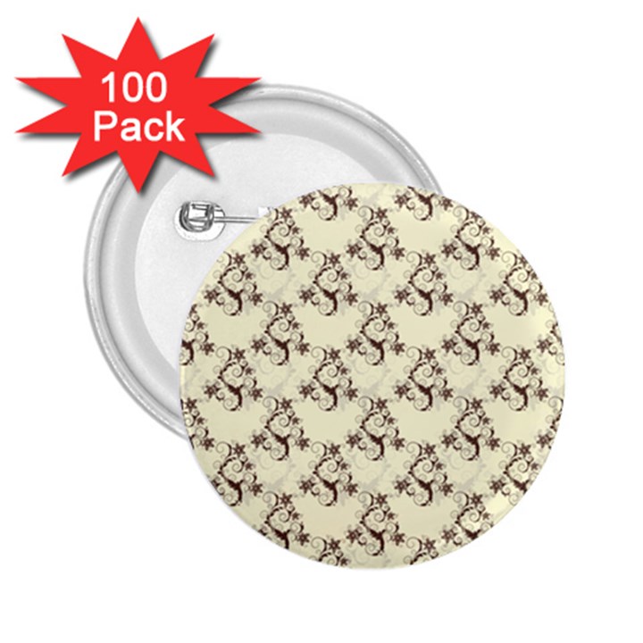 Abstract Flowers And Circle 2.25  Buttons (100 pack) 