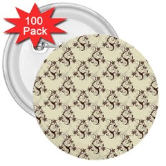 Abstract Flowers And Circle 3  Buttons (100 Pack)  by DinzDas