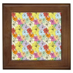 Abstract Flowers And Circle Framed Tile by DinzDas