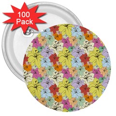 Abstract Flowers And Circle 3  Buttons (100 Pack)  by DinzDas