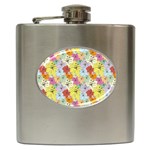 Abstract Flowers And Circle Hip Flask (6 oz) Front