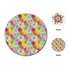 Abstract Flowers And Circle Playing Cards Single Design (round) by DinzDas