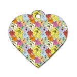 Abstract Flowers And Circle Dog Tag Heart (Two Sides) Front