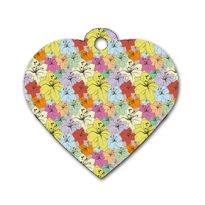 Abstract Flowers And Circle Dog Tag Heart (Two Sides)