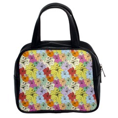 Abstract Flowers And Circle Classic Handbag (two Sides) by DinzDas