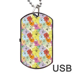 Abstract Flowers And Circle Dog Tag Usb Flash (one Side) by DinzDas