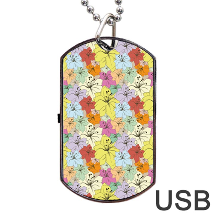 Abstract Flowers And Circle Dog Tag USB Flash (One Side)