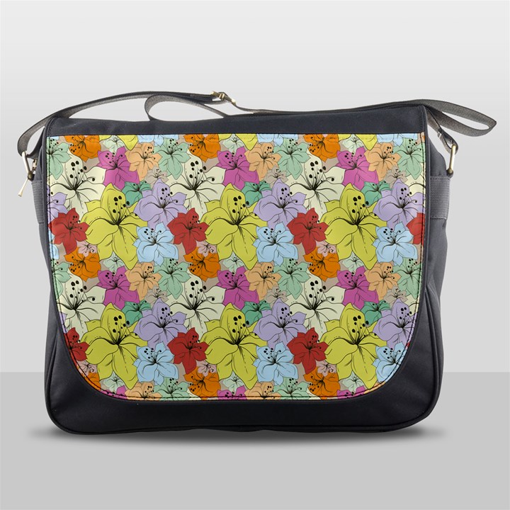 Abstract Flowers And Circle Messenger Bag