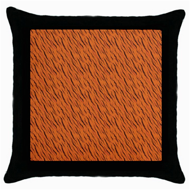 Animal Skin - Lion And Orange Skinnes Animals - Savannah And Africa Throw Pillow Case (Black)