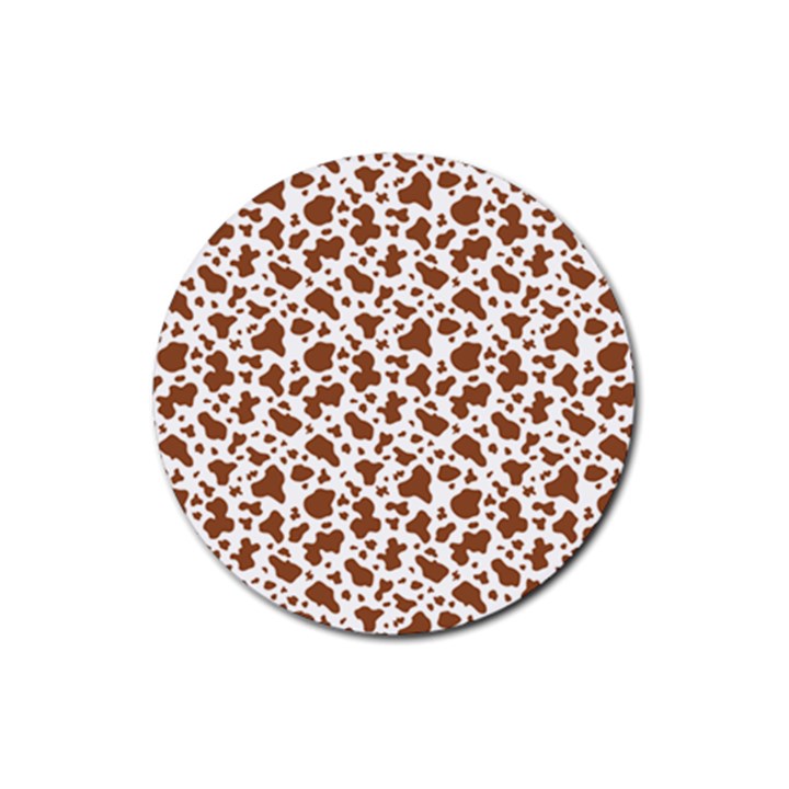 Animal Skin - Brown Cows Are Funny And Brown And White Rubber Coaster (Round) 