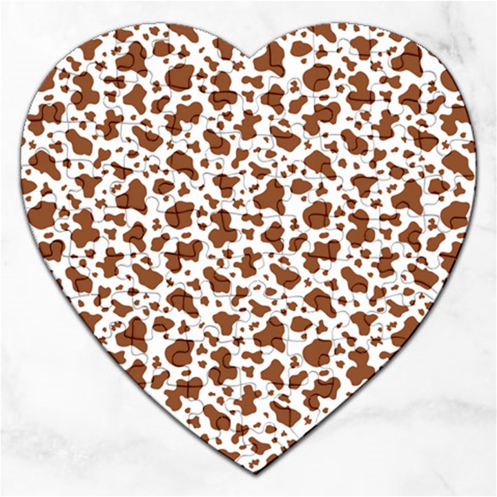 Animal Skin - Brown Cows Are Funny And Brown And White Jigsaw Puzzle (Heart)