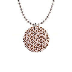 Animal Skin - Brown Cows Are Funny And Brown And White 1  Button Necklace by DinzDas