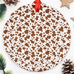 Animal Skin - Brown Cows Are Funny And Brown And White Round Filigree Ornament (Two Sides) Front