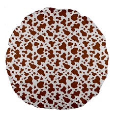 Animal Skin - Brown Cows Are Funny And Brown And White Large 18  Premium Round Cushions by DinzDas