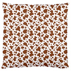 Animal Skin - Brown Cows Are Funny And Brown And White Large Flano Cushion Case (one Side) by DinzDas