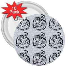 Monster Party - Hot Sexy Monster Demon With Ugly Little Monsters 3  Buttons (10 Pack)  by DinzDas