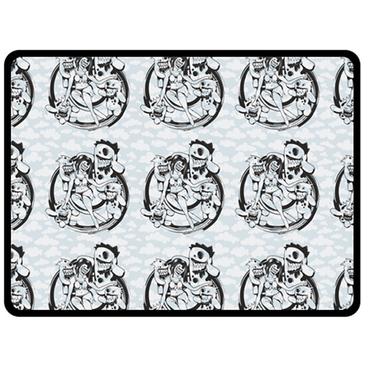 Monster Party - Hot Sexy Monster Demon With Ugly Little Monsters Double Sided Fleece Blanket (Large) 