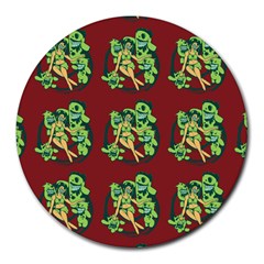 Monster Party - Hot Sexy Monster Demon With Ugly Little Monsters Round Mousepads