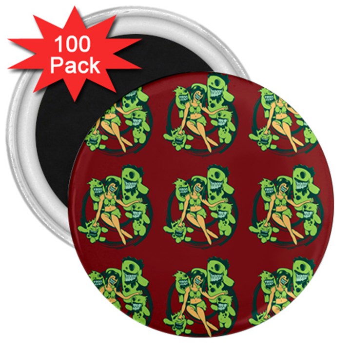 Monster Party - Hot Sexy Monster Demon With Ugly Little Monsters 3  Magnets (100 pack)