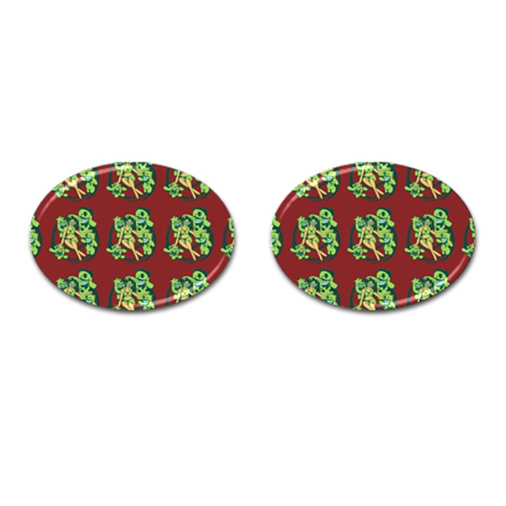 Monster Party - Hot Sexy Monster Demon With Ugly Little Monsters Cufflinks (Oval)