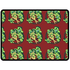 Monster Party - Hot Sexy Monster Demon With Ugly Little Monsters Fleece Blanket (large)  by DinzDas