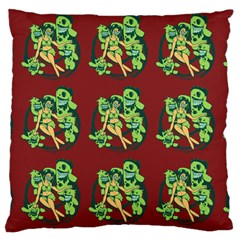 Monster Party - Hot Sexy Monster Demon With Ugly Little Monsters Large Cushion Case (one Side) by DinzDas