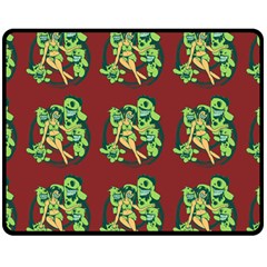 Monster Party - Hot Sexy Monster Demon With Ugly Little Monsters Double Sided Fleece Blanket (medium)  by DinzDas