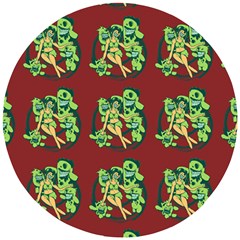 Monster Party - Hot Sexy Monster Demon With Ugly Little Monsters Wooden Puzzle Round