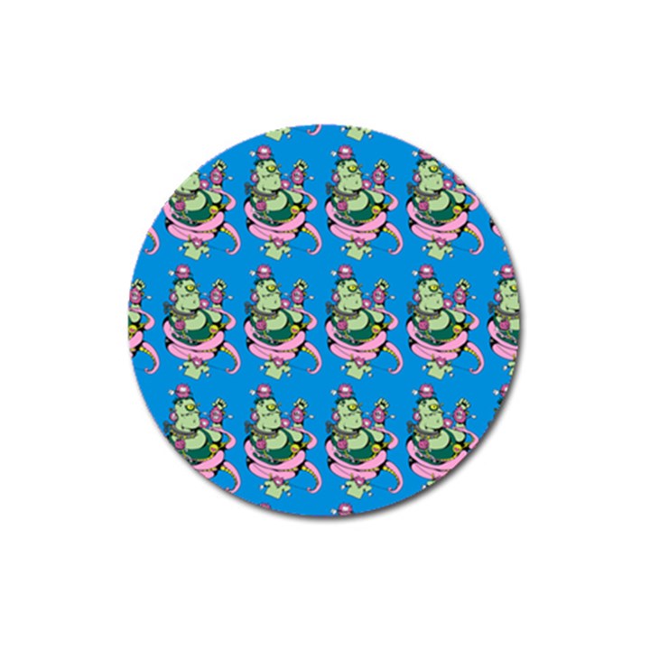 Monster And Cute Monsters Fight With Snake And Cyclops Magnet 3  (Round)