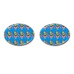 Monster And Cute Monsters Fight With Snake And Cyclops Cufflinks (Oval) Front(Pair)