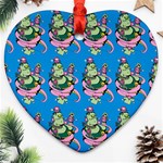 Monster And Cute Monsters Fight With Snake And Cyclops Heart Ornament (Two Sides) Front