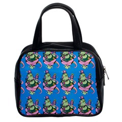 Monster And Cute Monsters Fight With Snake And Cyclops Classic Handbag (two Sides)