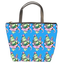 Monster And Cute Monsters Fight With Snake And Cyclops Bucket Bag by DinzDas