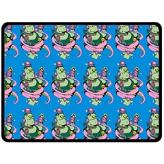 Monster And Cute Monsters Fight With Snake And Cyclops Fleece Blanket (large)  by DinzDas