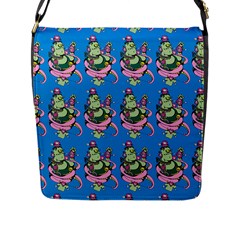 Monster And Cute Monsters Fight With Snake And Cyclops Flap Closure Messenger Bag (l) by DinzDas