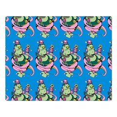 Monster And Cute Monsters Fight With Snake And Cyclops Double Sided Flano Blanket (large)  by DinzDas