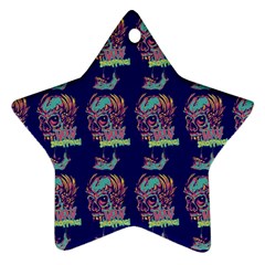 Jaw Dropping Horror Hippie Skull Ornament (star) by DinzDas