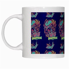 Jaw Dropping Horror Hippie Skull White Mugs by DinzDas