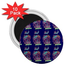 Jaw Dropping Horror Hippie Skull 2 25  Magnets (10 Pack)  by DinzDas