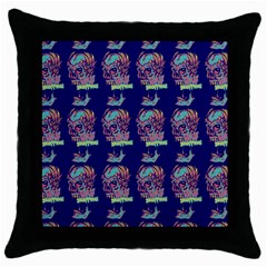 Jaw Dropping Horror Hippie Skull Throw Pillow Case (black) by DinzDas