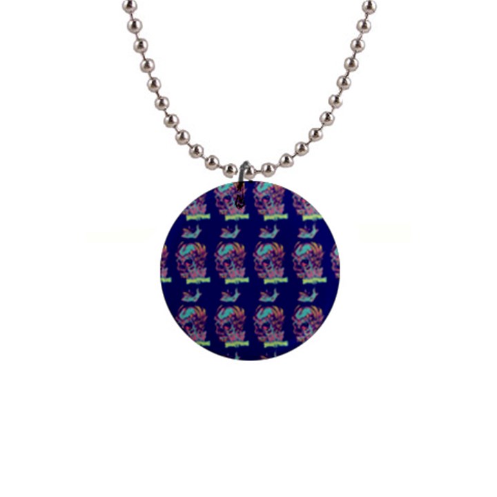 Jaw Dropping Horror Hippie Skull 1  Button Necklace