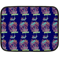 Jaw Dropping Horror Hippie Skull Double Sided Fleece Blanket (mini)  by DinzDas