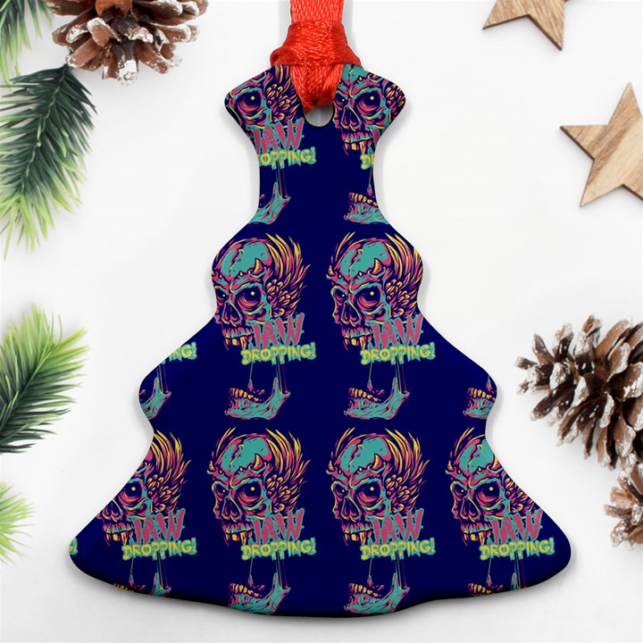 Jaw Dropping Horror Hippie Skull Christmas Tree Ornament (Two Sides)