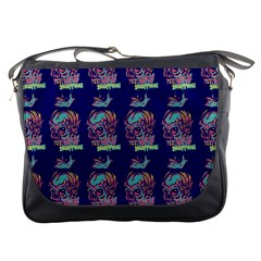 Jaw Dropping Horror Hippie Skull Messenger Bag by DinzDas