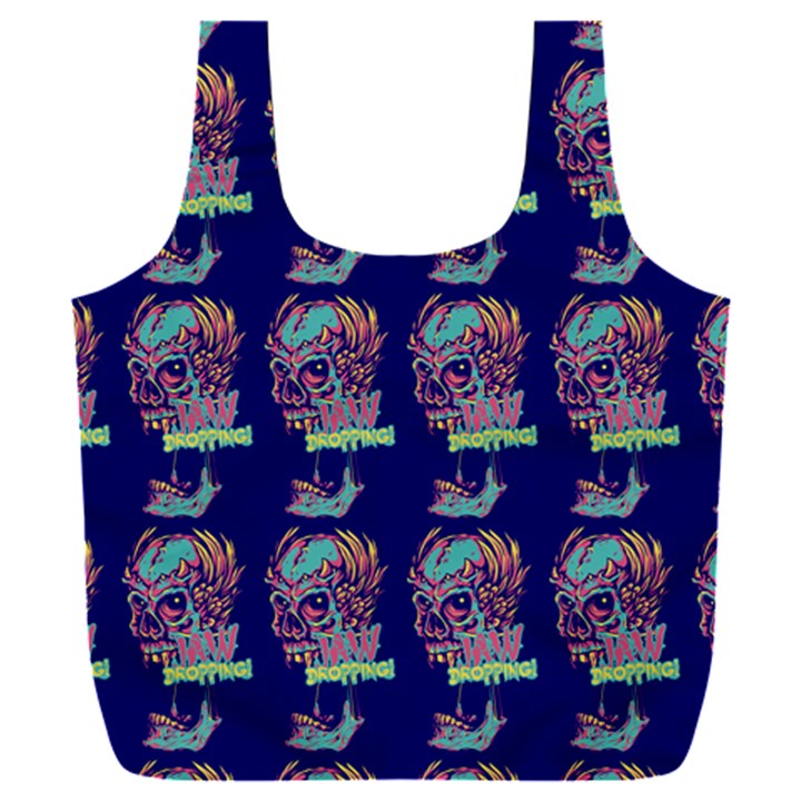 Jaw Dropping Horror Hippie Skull Full Print Recycle Bag (XXL)