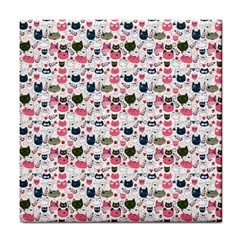 Adorable Seamless Cat Head Pattern01 Tile Coaster by TastefulDesigns