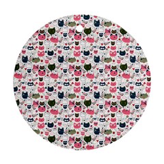 Adorable Seamless Cat Head Pattern01 Ornament (round) by TastefulDesigns